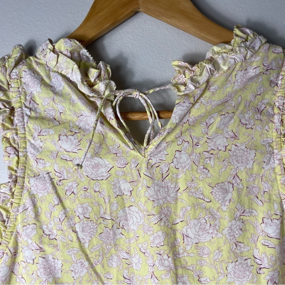 J.Crew Ruffle-trim top in rose vines Sz M - Picture 7 of 9